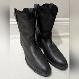 Men's Black Cowboy Boots Water Resistant Oiled Tanned Leather Size 13 NWOB